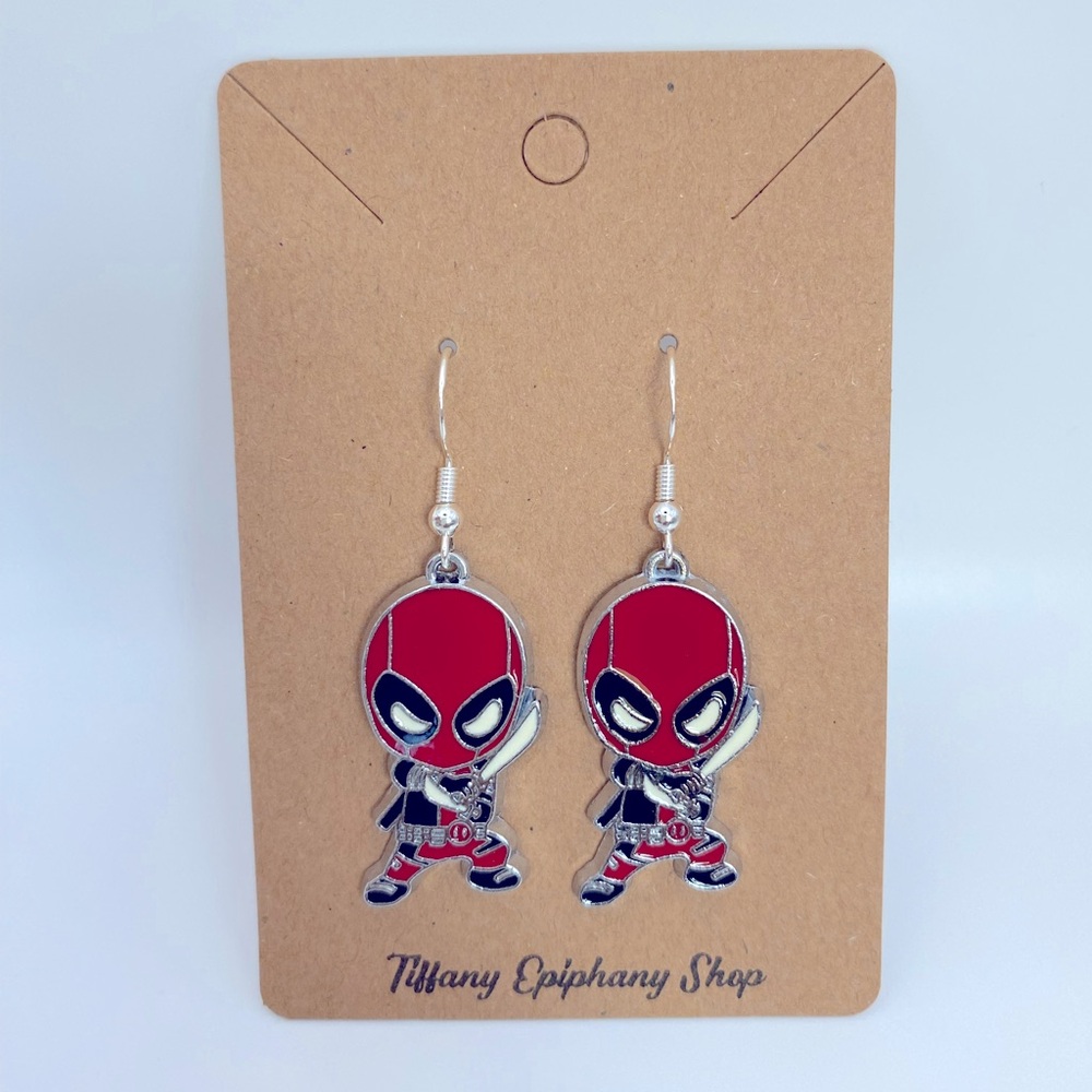 Marvel Inspired Deadpool Earrings NWT